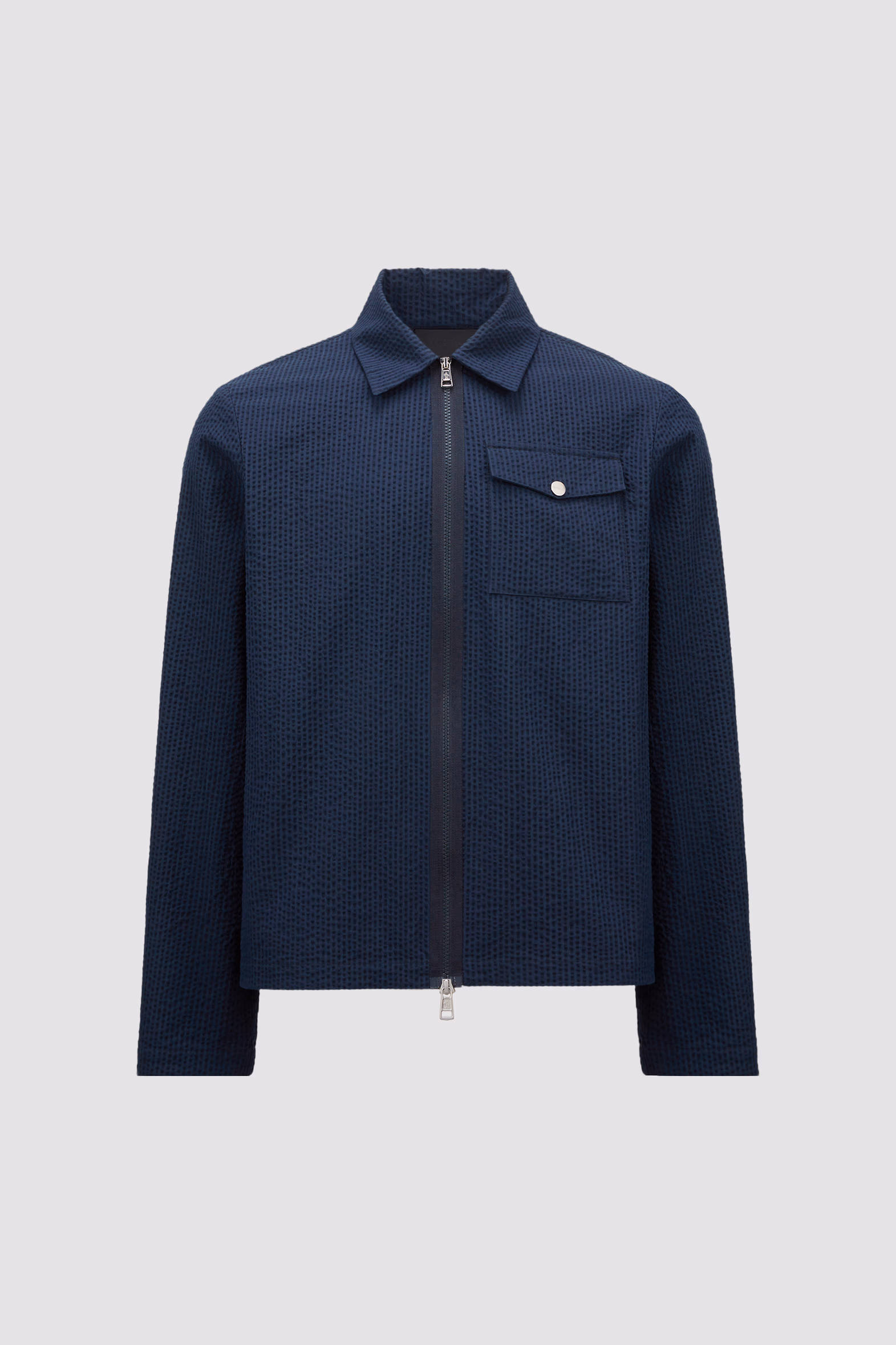 Seersucker Shirt Jacket Men Dark Blue Moncler 2